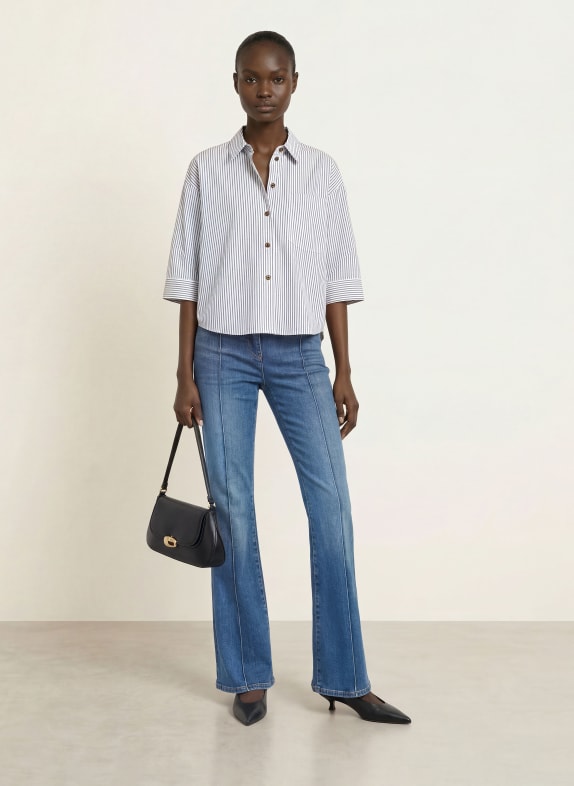 REISS Bluse SAOIRSE med 3/4-ærmer MØRKEBLÅ / HVID