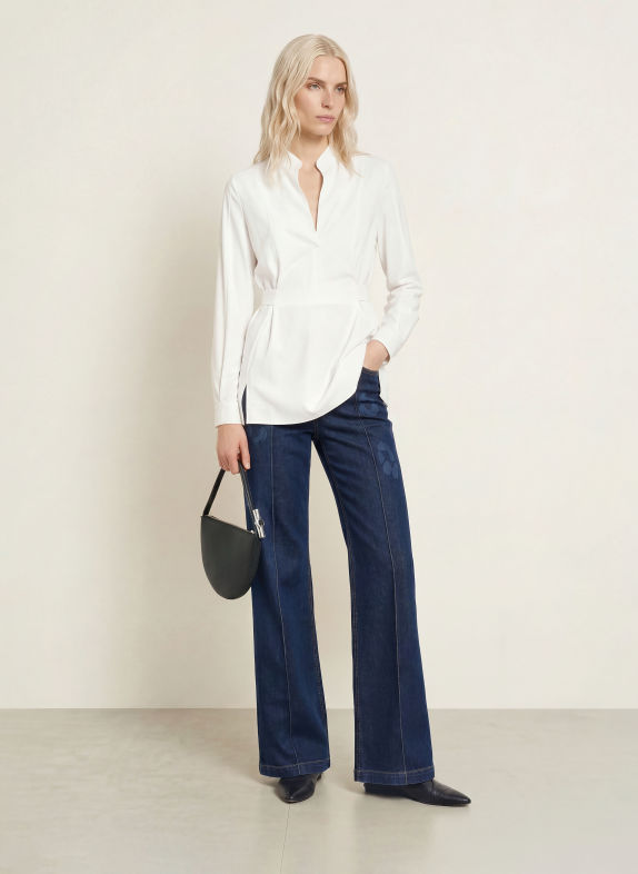 SPORTALM Jeansy flared z kamyczkami ozdobnymi 2616 Dark Denim (23)