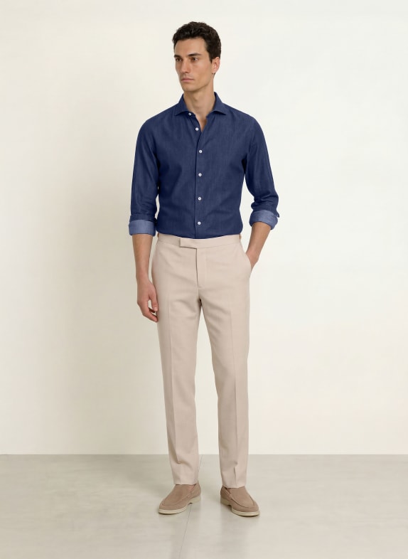 REISS Overhemd DON Slim Fit in jeanslook DONKERBLAUW