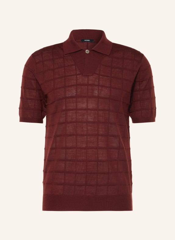 REISS Polo en maille SERVAL ROUGE FONCÉ