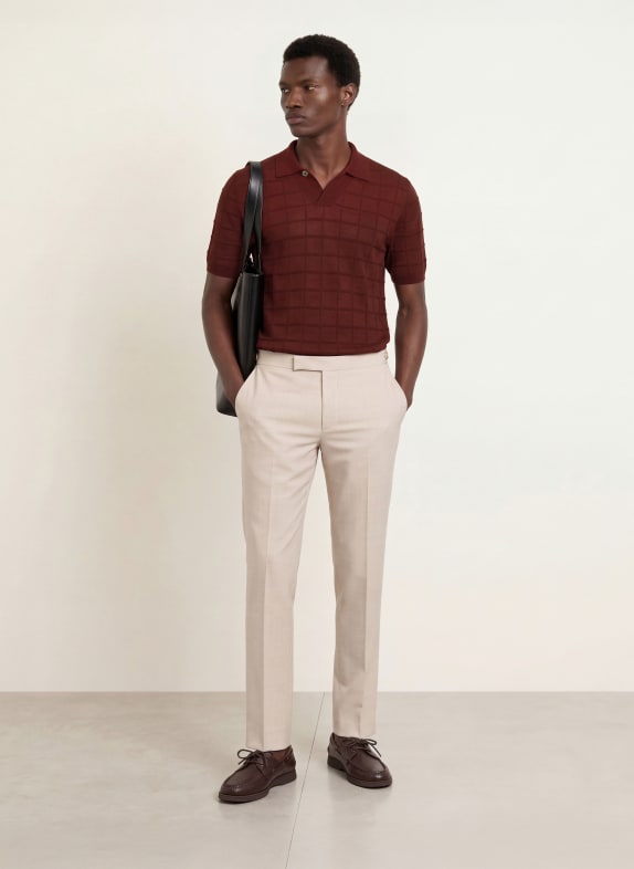 REISS Tricou polo din tricot SERVAL ROȘU ÎNCHIS