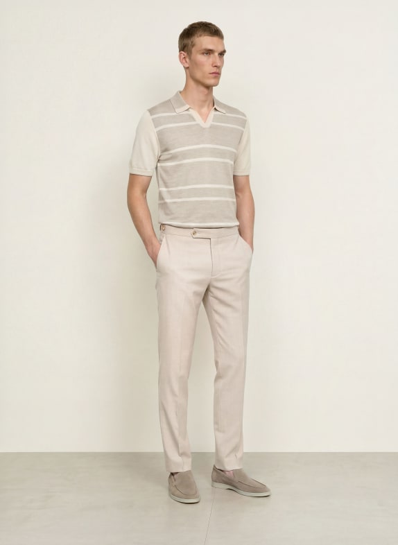 REISS Tricou polo tricotat MILES din lână merino BEJ / CREM