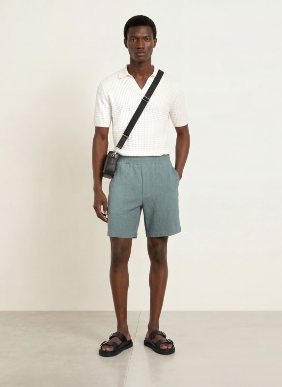 REISS Strikket poloshirt MERIT HVID