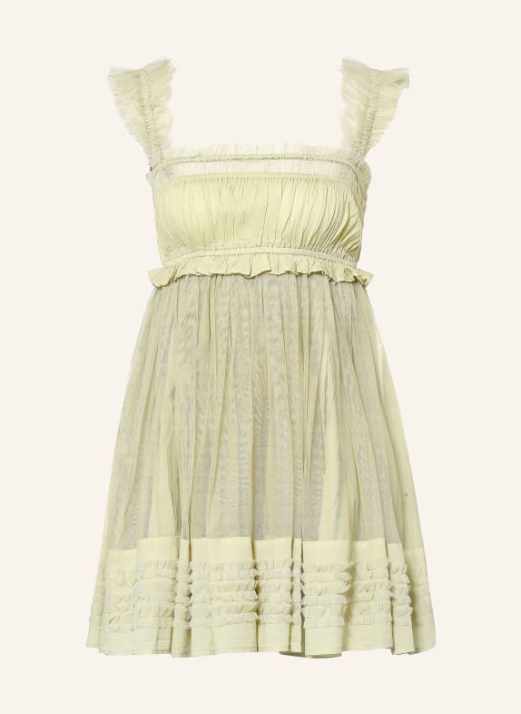 ALLSAINTS Robe ANGELA en mélange de matières avec des volants OLIVE
