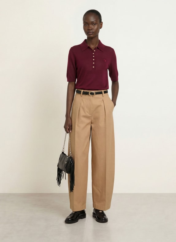 maje Strick-Poloshirt DUNKELROT
