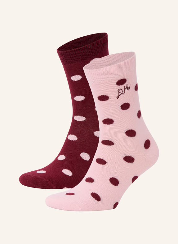 DAMSON MADDER. 2er-Pack Socken ROSA / DUNKELROT