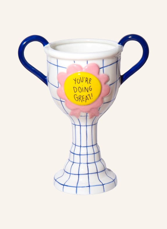 DOIY Vaas TROPHY MEDIUM WIT / GEEL / DONKERBLAUW