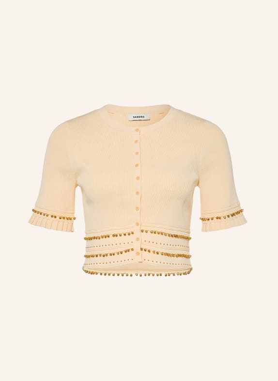 SANDRO Cropped-Bluse mit Nieten HELLGELB / GOLD