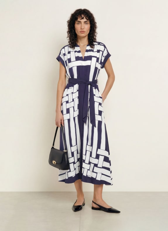 REISS Jurk SAMIRA DONKERBLAUW / WIT