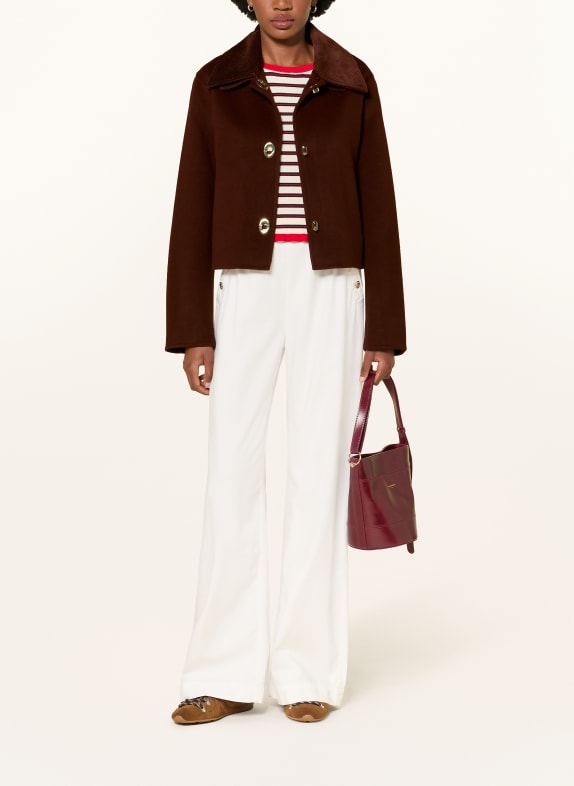 CLAUDIE PIERLOT Kastenjacke mit abnehmbarem Kragen DUNKELROT