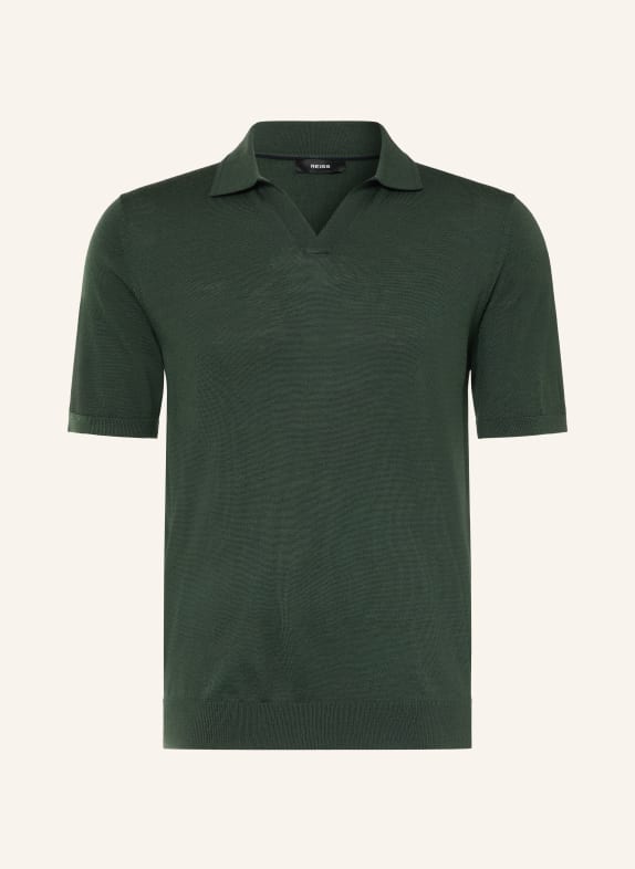 REISS Strick-Poloshirt DUCHIE aus Merinowolle DUNKELGRÜN