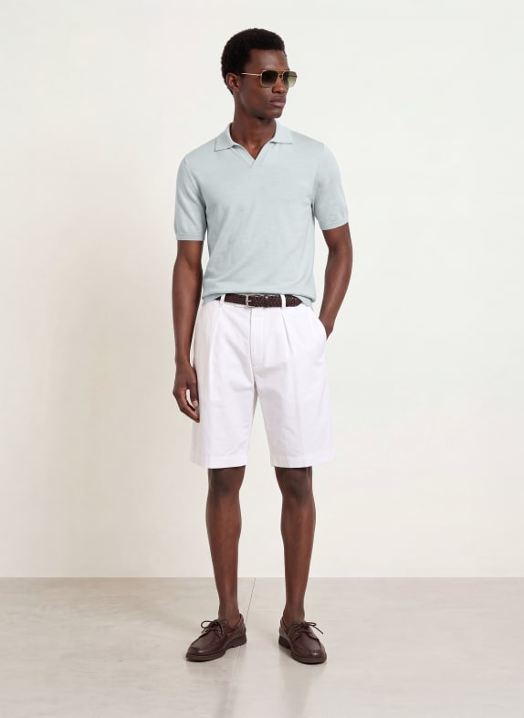 REISS Strikket poloshirt DUCHIE i merinould LYSEGRÅ