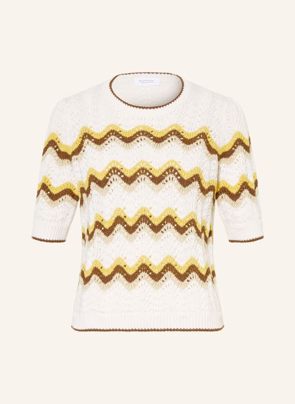 Rich & Royal Gebreid shirt ECRU / BRUIN / GEEL