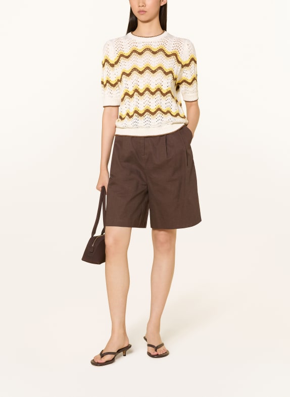 Rich & Royal Gebreid shirt ECRU / BRUIN / GEEL