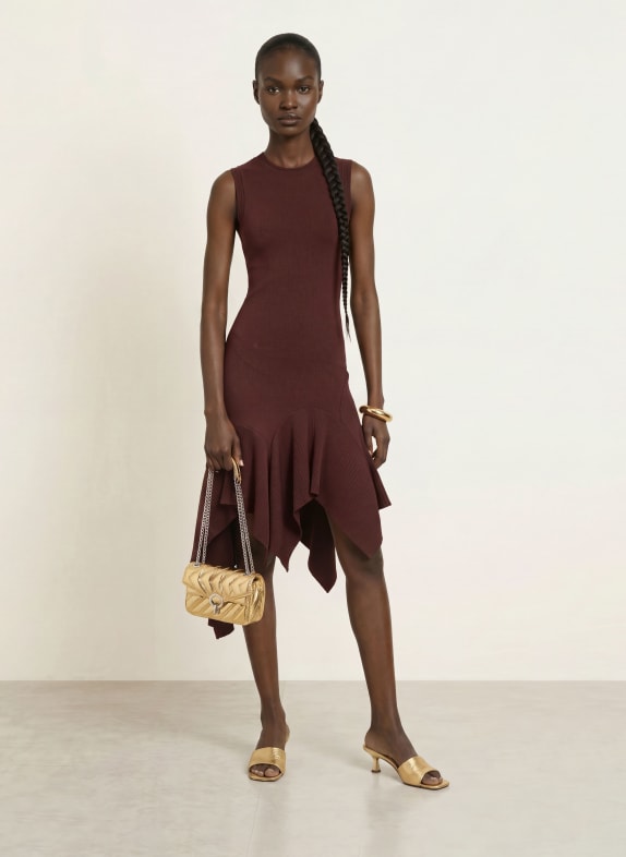 SANDRO Strickkleid mit Volants BRAUN