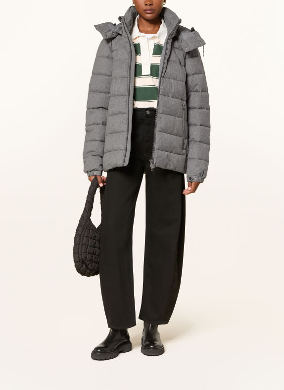 SAVE THE DUCK CONSTANTIN Quilted Jacket with Detachable Hood GRAY