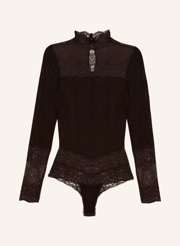 MARIE JO Body MUSEA en maille avec paillettes MARRON FONCÉ