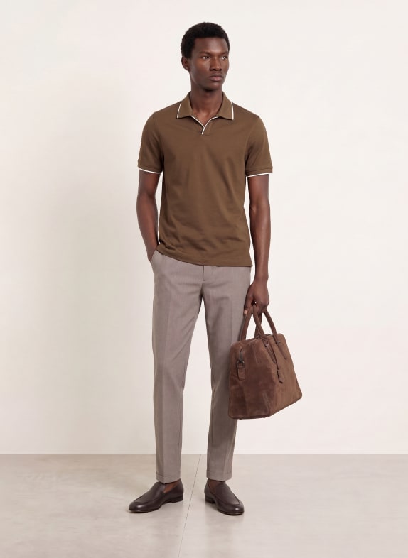 REISS Jersey-poloskjorte NICO BRUN / HVID