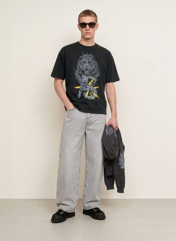 ALLSAINTS T-shirt IRON TIGER SVART / LJUSGRÅ