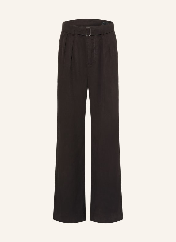ALLSAINTS Kalhoty MARKO Regular Fit z lnu ČERNÁ