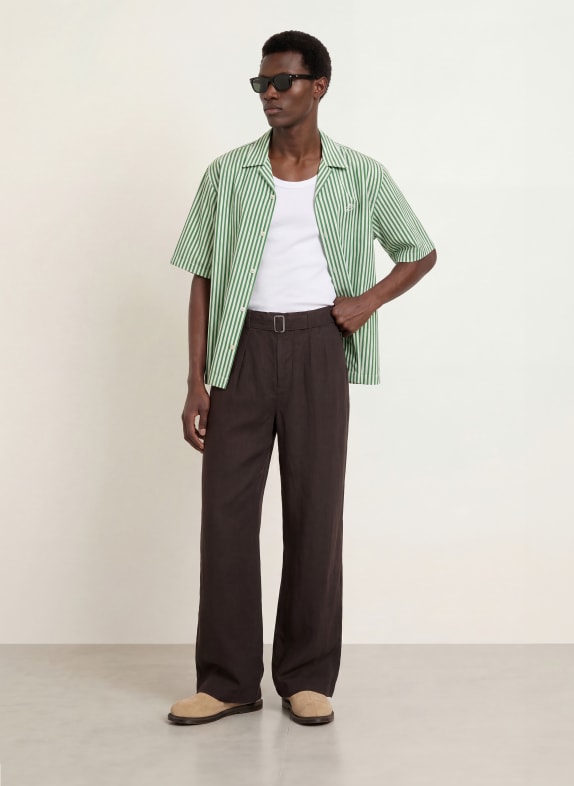ALLSAINTS Overhemd met korte mouwen CHOPIN Oversized Fit WIT / GROEN
