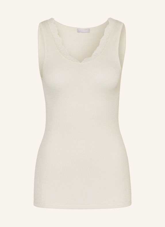 HANRO Top WOOLEN LACE z wełną merynosową i jedwabiem KREMOWY