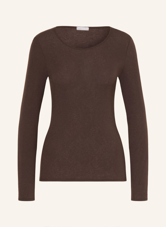 HANRO Longsleeve ULTRALIGHT WOOL MARRON FONCÉ