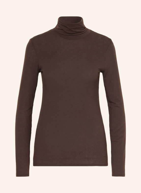 HANRO Colshirt ULTRALIGHT WOOL MARRON FONCÉ