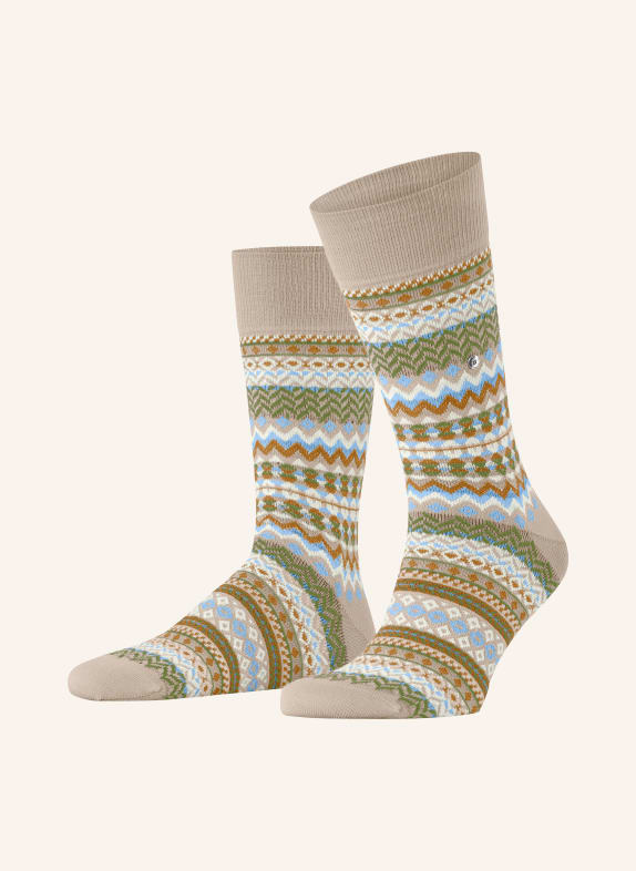 Burlington FAIR ISLE Socks 4360 CAFE LATTE