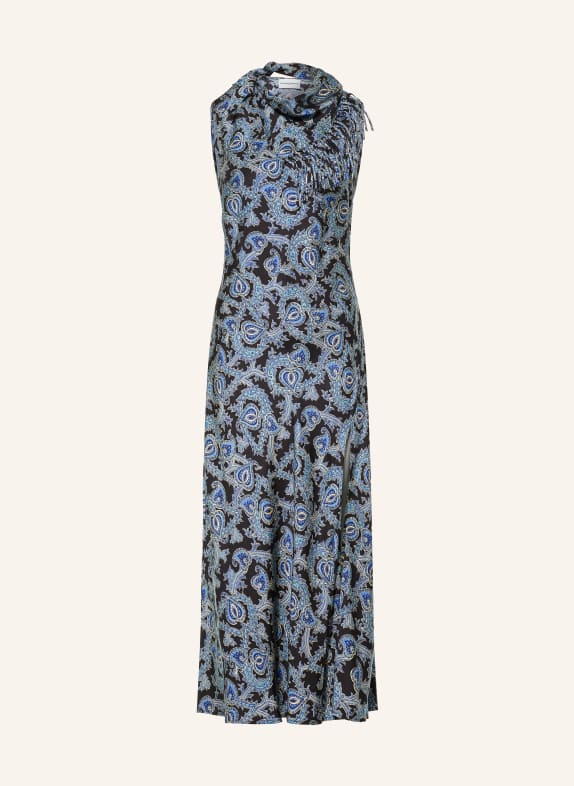 CLAUDIE PIERLOT Satinkleid SCHWARZ / CREME / BLAU