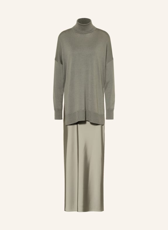 ALLSAINTS Set JUNO: rochie din satin și pulover cu guler înalt KAKI