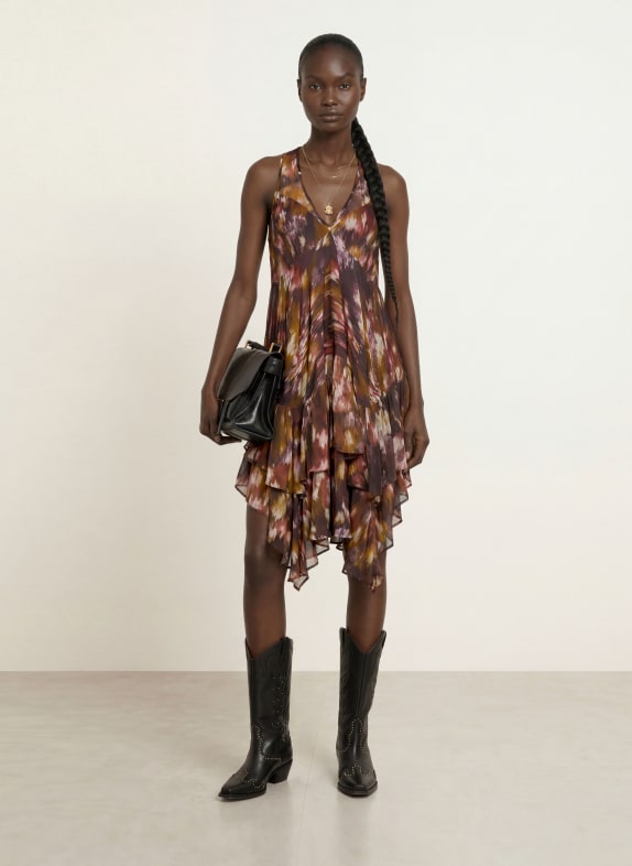 ALLSAINTS Jurk GRETEL ZWART / DONKERROOD / KAKI