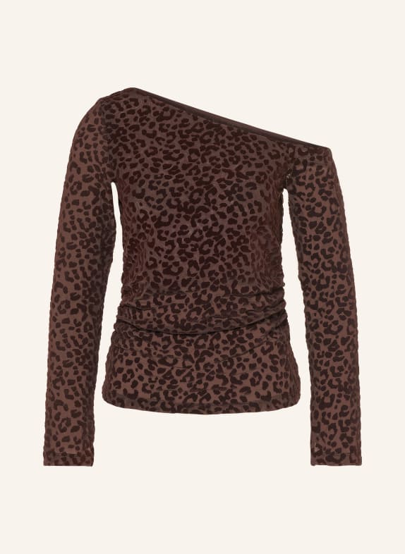 ALLSAINTS MIMI One-shoulder blouse in mesh BROWN / DARK BROWN