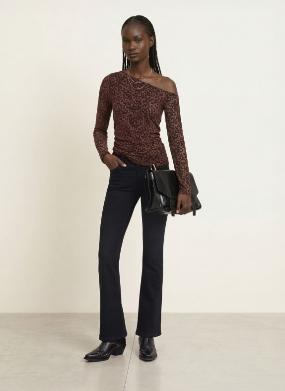 ALLSAINTS One-shoulder blouse MIMI, gemaakt van mesh BRUIN / MARRON FONCÉ