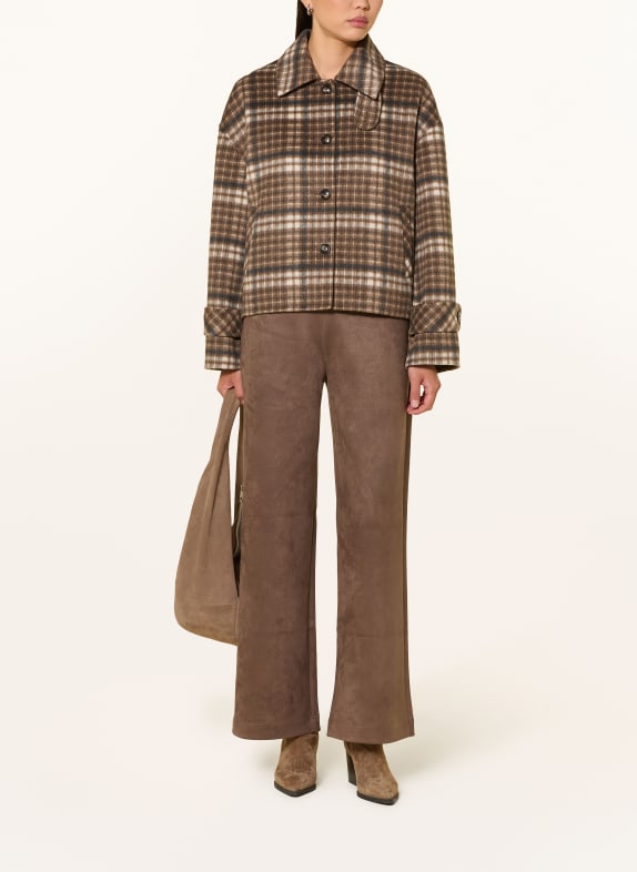 CARTOON Leather-look wide-leg trousers BROWN