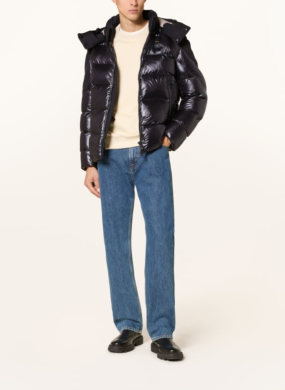 Blauer Steppjacke KIERNAN mit abnehmbarer Kapuze SCHWARZ