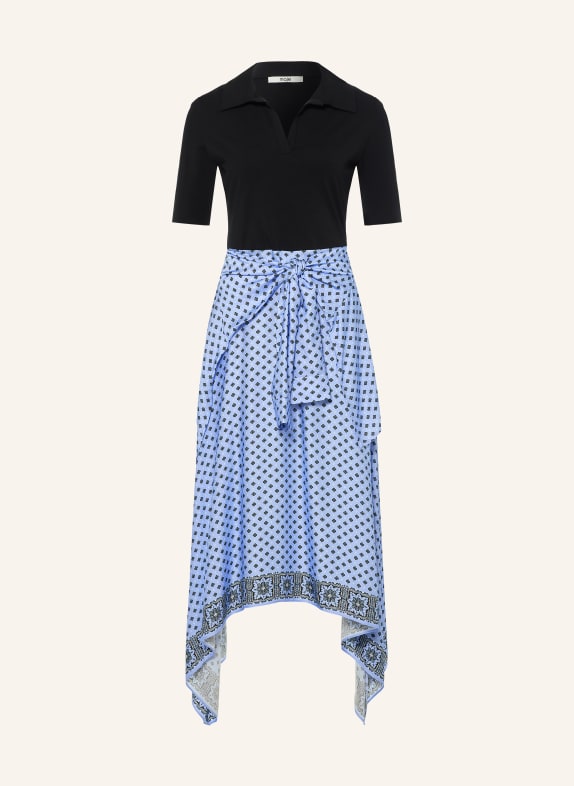 maje Kleid im Materialmix SCHWARZ / HELLBLAU