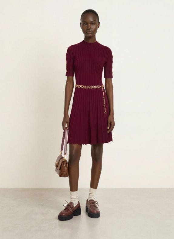 maje Strickkleid mit Cut-outs DUNKELROT