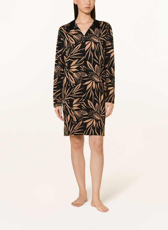 mey Nachthemd Serie VIVID BLOOM SCHWARZ / BEIGE