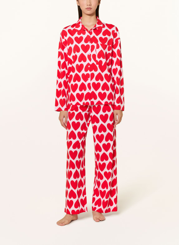 mey Pyjamas-serien SUGAR HEARTS RÖD / LJUSROSA