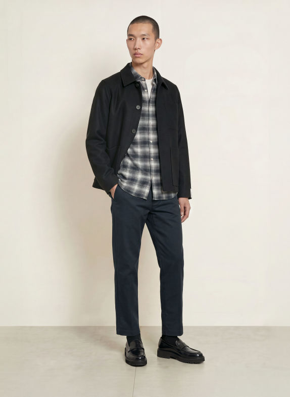 Marc O'Polo Flanellhemd Regular Fit DUNKELBLAU / ECRU
