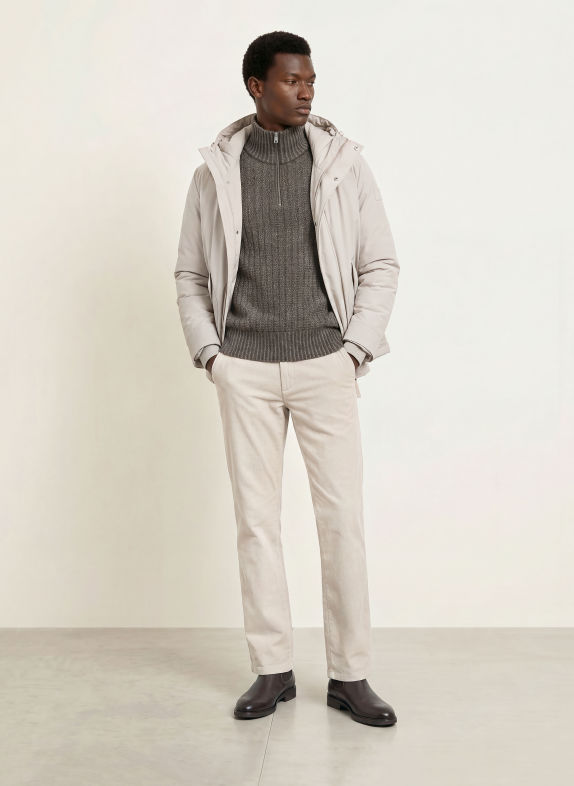 Marc O'Polo Half-zip sweater DARK BROWN / ECRU