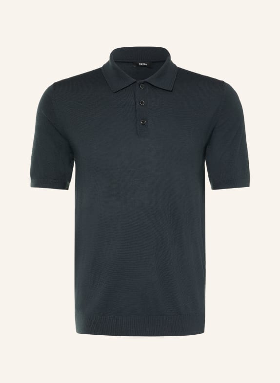 REISS Strick-Poloshirt MANOR DUNKELGRAU