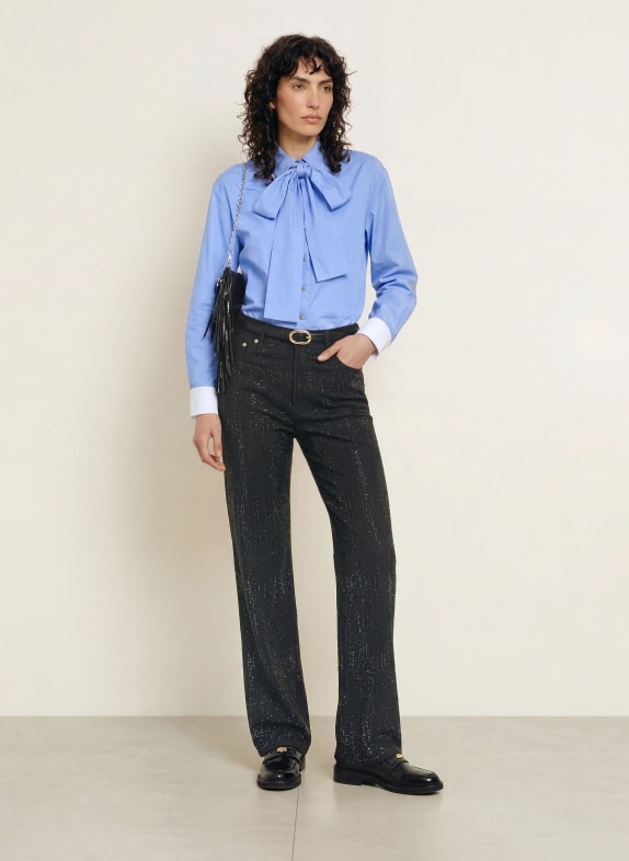 maje Wide Leg Jeans mit Schmucksteinbesatz 2517 BLACK