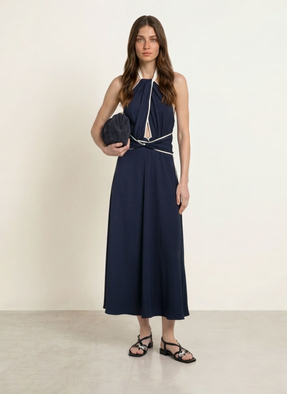 REISS Robe BLAIR BLEU FONCÉ / ÉCRU