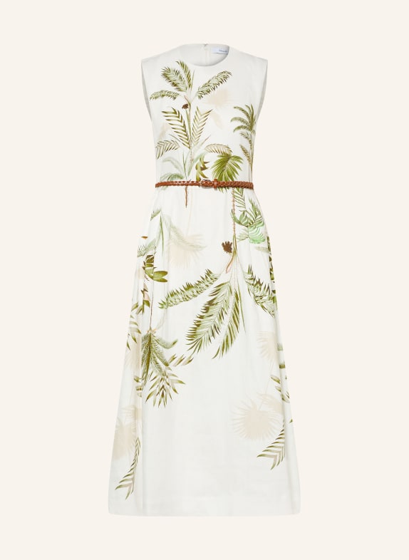 REISS Robe en lin PALMA BLANC / VERT