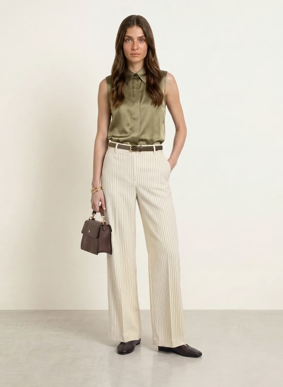 REISS Zijden blousetop AMELIA KAKI