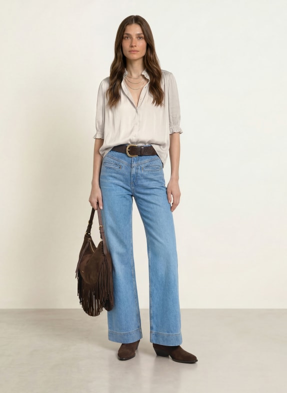ba&sh Satinbluse CAMILA mit 3/4-Arm BEIGE