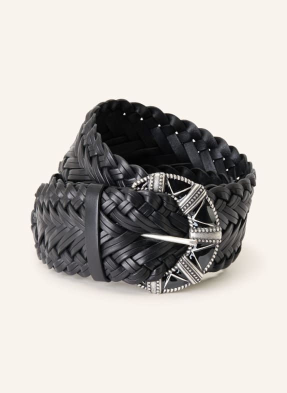 ba&sh Flechtgürtel BYRON aus Leder SCHWARZ / SILBER
