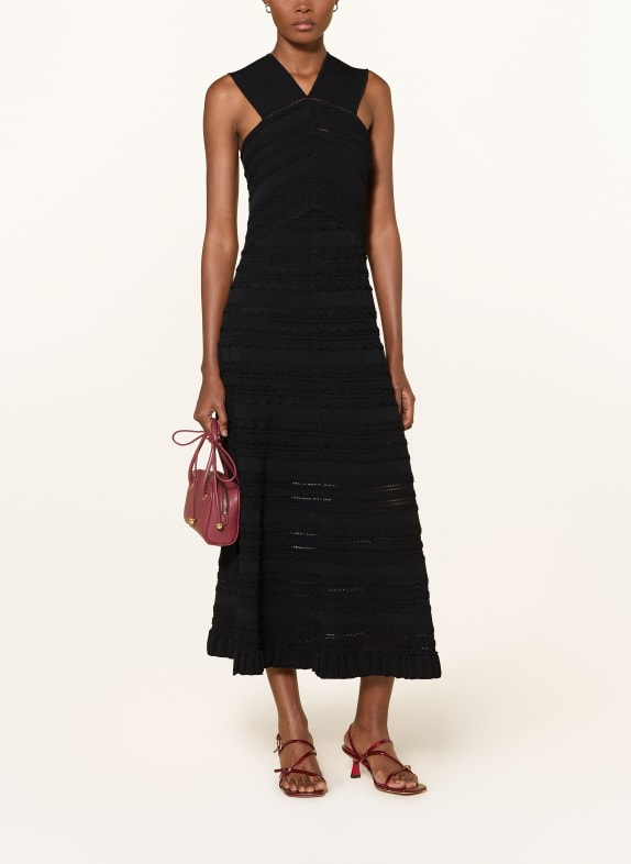 TED BAKER Strickkleid SOLEANE mit Rüschen SCHWARZ